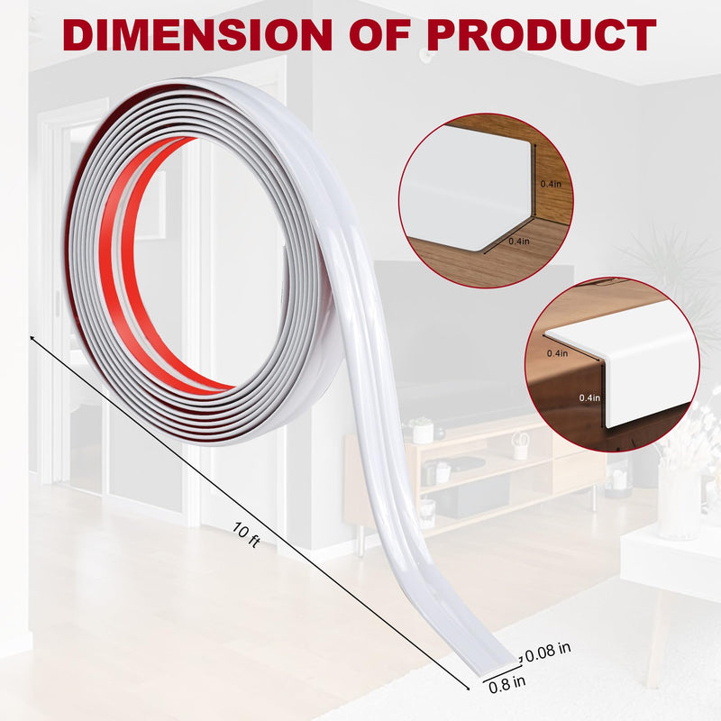 Kikerike 0.8 Inch x 10 Feet Wall Corner Protector Peel and Stick Corner Trim Molding Strip Self Adhesive wall Edge Protectors Guards for Edge Ceiling, White 0.8 In x 10 Ft