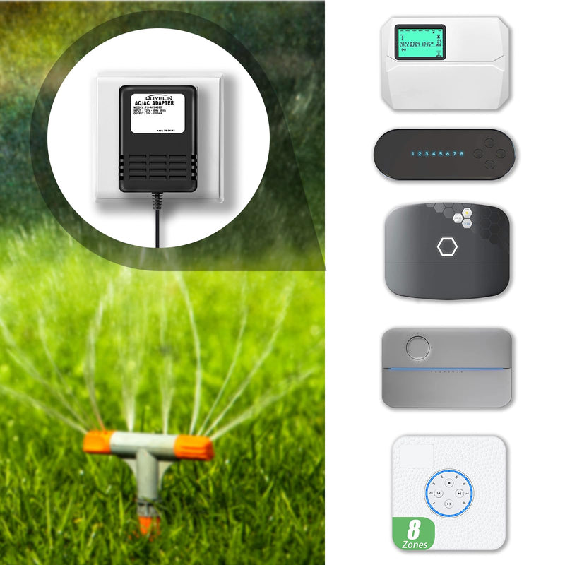 [Australia - AusPower] - 24 Volt AC 1000mA Power Adapter for Smart Sprinkler Controller,Indoor Irrigation System Controller,24V 1A AC to AC Wall Adapter Transformer Compatible with Most Smart Sprinkler Controller (Black) Black 