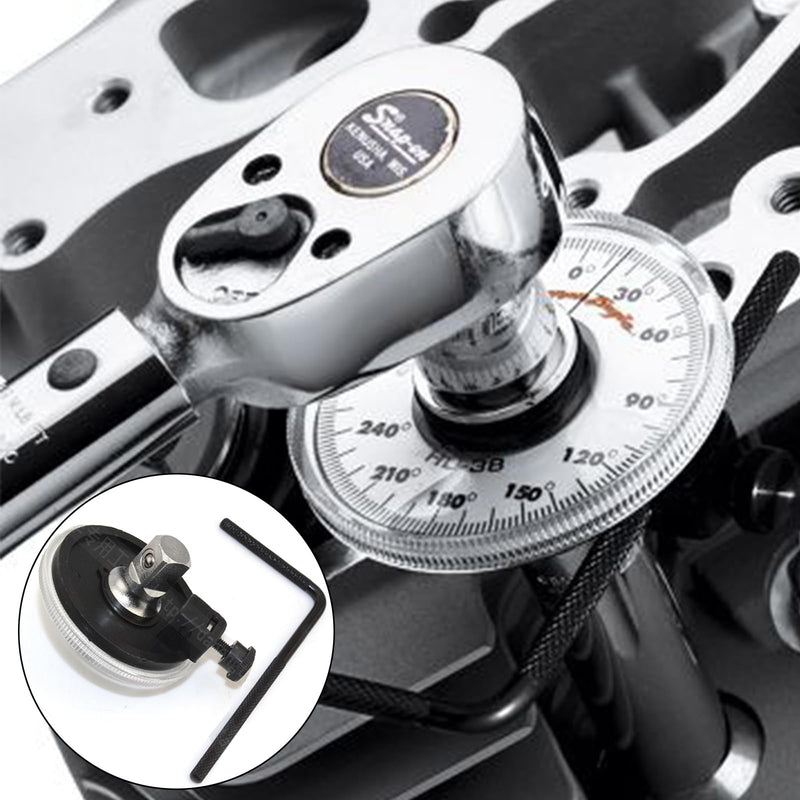 [Australia - AusPower] - Cisixin Car Rotary Protractor, Protractor with 0-360° Scale, Torsion Wrench 1/2 Inch with Adjustable Arm for Cylinder Head Screws Nuts 
