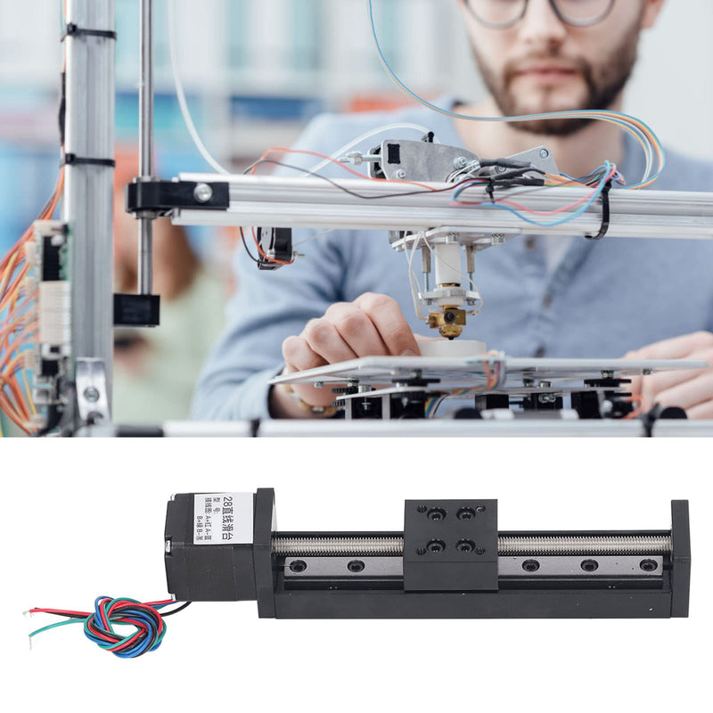 flexman 100mm Stroke Linear Slide Table, High Accuracy Ballscrew Sliding Motion Stage Matched with 28X30 Linear Motor, Linear Guide Rail for 3D Printing (T6x2) T6x2