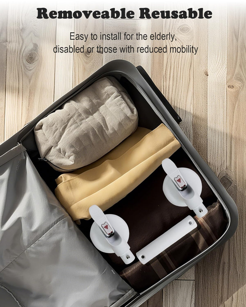 Heavy Duty Grab Bars for Bathtubs and Showers, 300-pound Weight Capacity, 17in Suction Shower Grab Bars for Seniors, No Drilling Waterproof(White) White