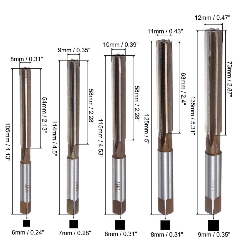 [Australia - AusPower] - QUARKZMAN 10pcs Hand Reamer Set 3mm 4mm 5mm 6mm 7mm 8mm 9mm 10mm 11mm 12mm H7 Metric Reamer Bit Alloy Steel Cutting Tool 