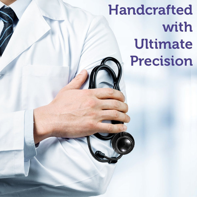 White Coat Dual Head Stethoscope, Lightweight and Acoustical with Protective Case – Jet Black Plus LED Pen Light Pupil Gauge
