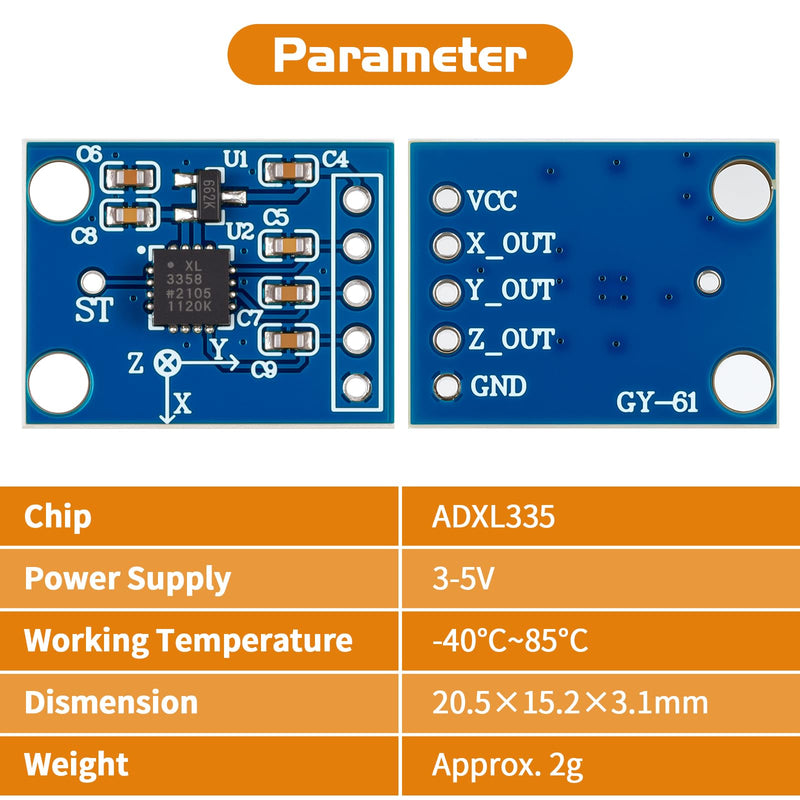 [Australia - AusPower] - 2pcs ADXL335 Accelerometer Sensor 3-axis Accelerometer Analog Output 3-5V for Arduino 