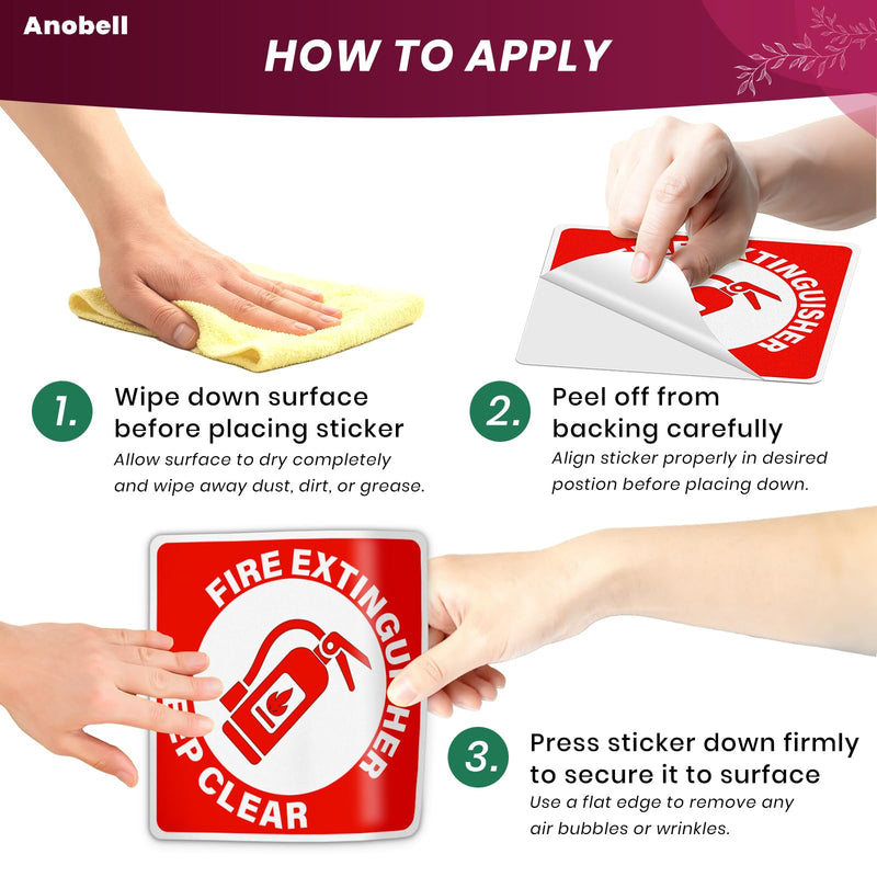 2 Pack Fire Extinguisher Signs Self Adhesive Keep Clear Do Not Block Floor Sign with Strips Waterproof Vinyl Fire Extinguisher Floor Marking Kits for Business Warehouse Office Red