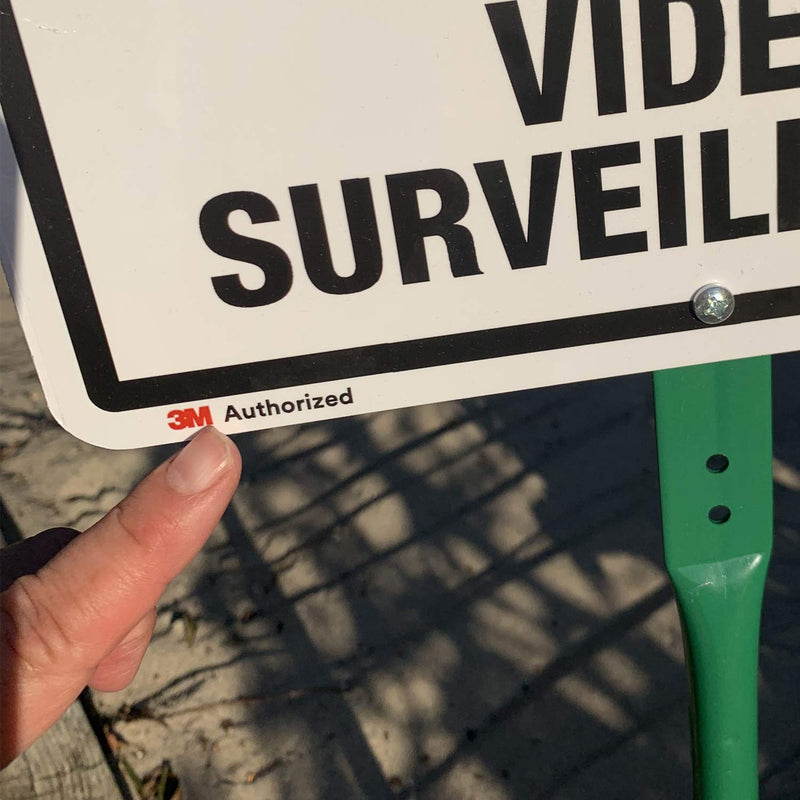 SmartSign 12" x 10" 'Security Notice Property Protected By Video Surveillance' Yard Sign with 3 ft Stake, 40 mil Aluminum 3M Laminated Engineer Grade Reflective, Yellow/Black/White Aluminum Sign with 3' Stake