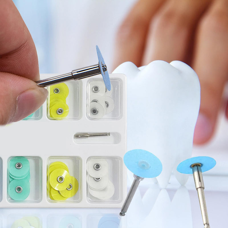 [Australia - AusPower] - 80 Piece 12mm & 14mm Dental Polishing Discs Assorted Kit, Dental Polisher Supplies with Mandrel Stem for Material Tools, Professional Dental Accessories for Polishing and Contouring 