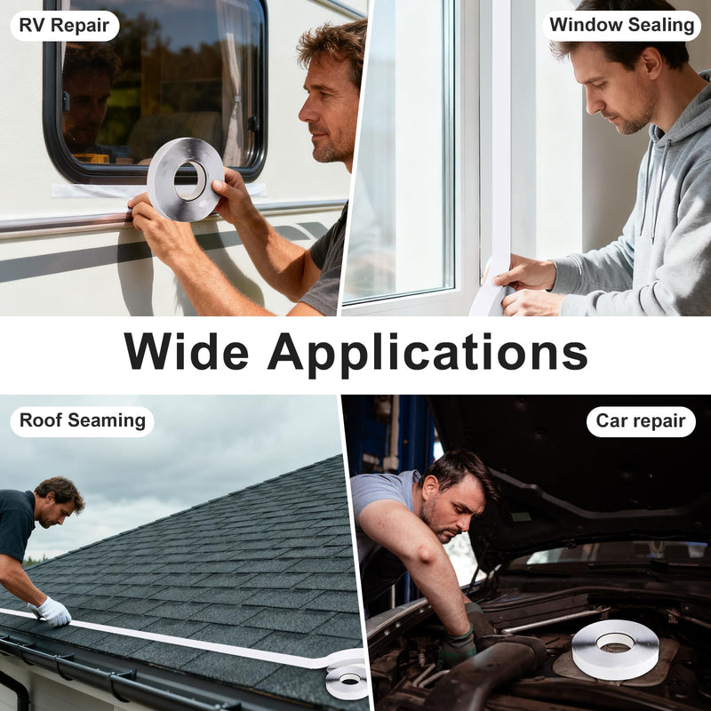 Butyl Tape 10m (32.8FT) - Industrial Grade Waterproof Butyl Rubber Sealant Tape for Roof/RV/Car Leak Sealing & Window/Headlight Repair 1/16" x 3/4" x 33' (2mm x 20mm x 10M）