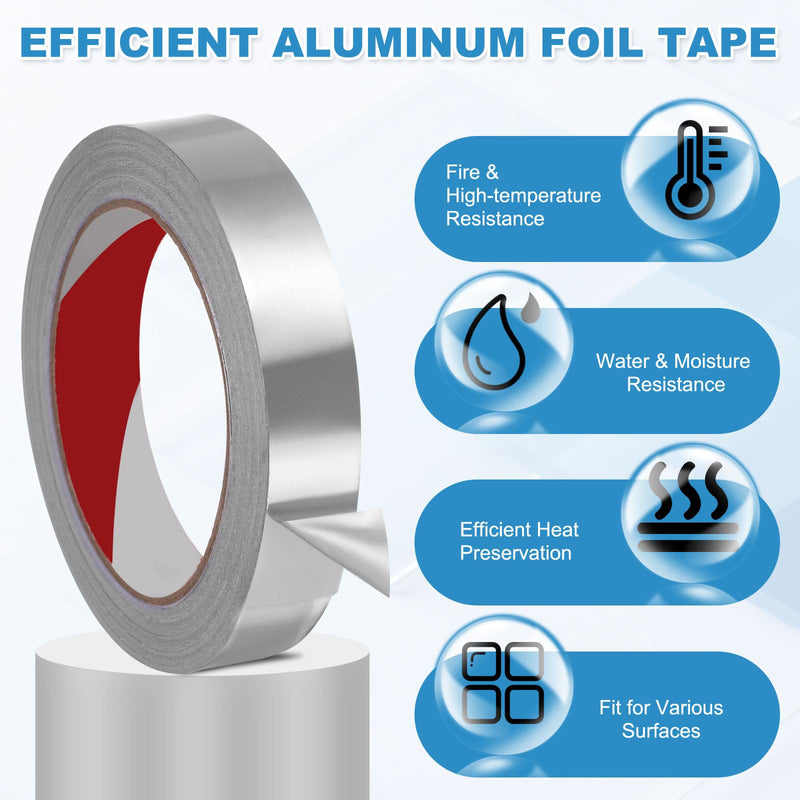 MECCANIXITY 2 Pack Aluminum Foil Tape, 22 Ftx0.8inx5.9mil Heavy Duty HVAC Tape Metal Duct Tapes Heat Resistant Tape Insulation Tapes with Gloves for Air Ductwork, Dryer Vent, HVAC Sealing