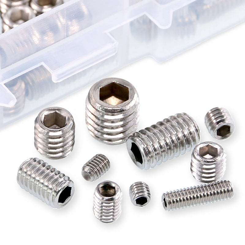 [Australia - AusPower] - Swpeet 350 Pcs Stainless Steel Allen Head Socket Hex Grub Screw Assortment Kit, Including 10 Sizes M3/4/5/6/8 Stainless Steel Internal Hex Drive Cup-Point Set Screws for Door Handles 