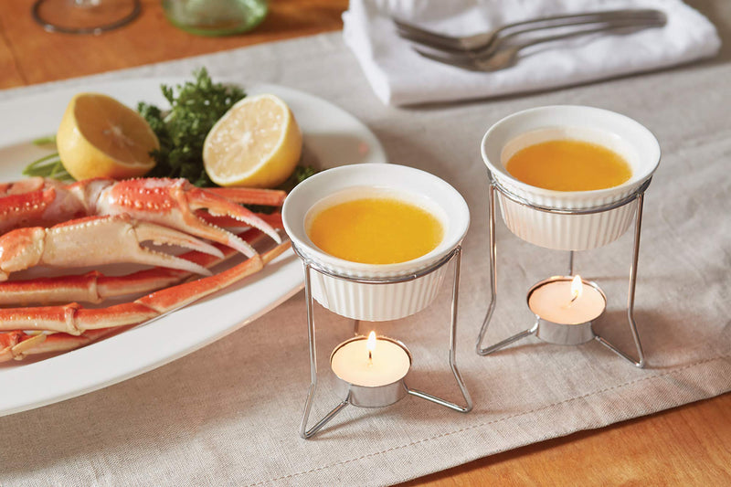 Nantucket Seafood Ceramic Butter Warmers, Set of Two,2 ounce White Butter Warmers