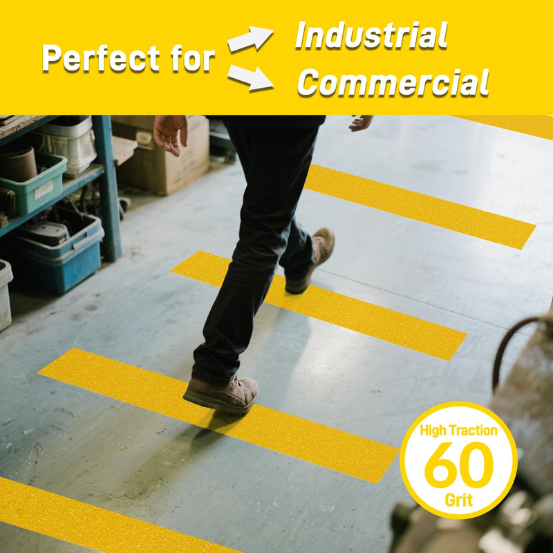 LifeGrip Anti-Slip Tape, Aluminum-Backed Grip Tape, Heavy Duty Safety Non-Slip Tape for Irregular or Textured Stair Step Tread Outdoor, Waterproof Non Skid Roll, 1" X 60' Yellow, Easy to Install 1" X 60'