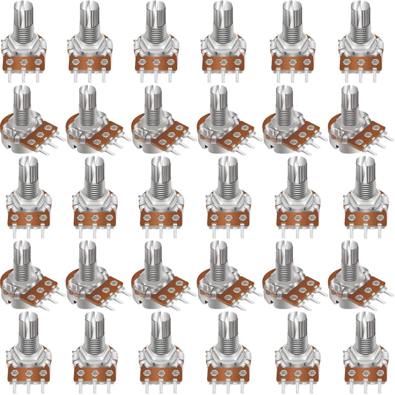 [Australia - AusPower] - Taiss 30pcs 100K Potentiometer Variable Resistors 3 Terminals Linear Taper Rotary Audio B Type Potentiometer, Volume Control Potentiometer Shaft length 15mm WH148 100K Ohm Potentiometer 