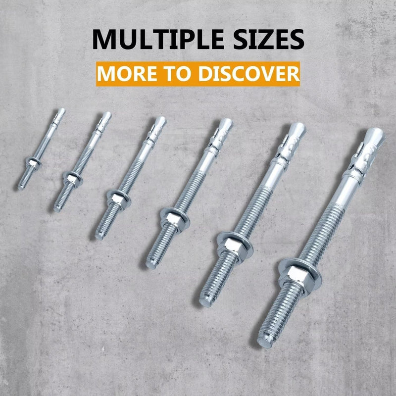 [Australia - AusPower] - 1/4'' x 1-3/4'' Wedge Anchor, 1/4 Inch Diameter for Concrete, 5 PCs Heavy Duty Zinc Plated Concrete Wall Anchor 1/4'' x 1-3/4'' 