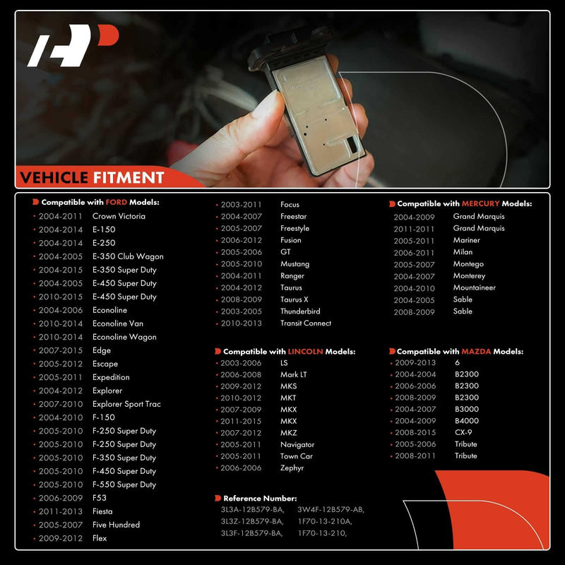 [Australia - AusPower] - A-Premium Mass Air Flow Sensor [6 Pins] Compatible with Ford, Lincoln & Mazda Vehicles - E150, E250, F150, Edge, Escape, Econoline, Explorer, Focus, Fusion, Mustang, Taurus & More # 3L3A-12B579-BA 