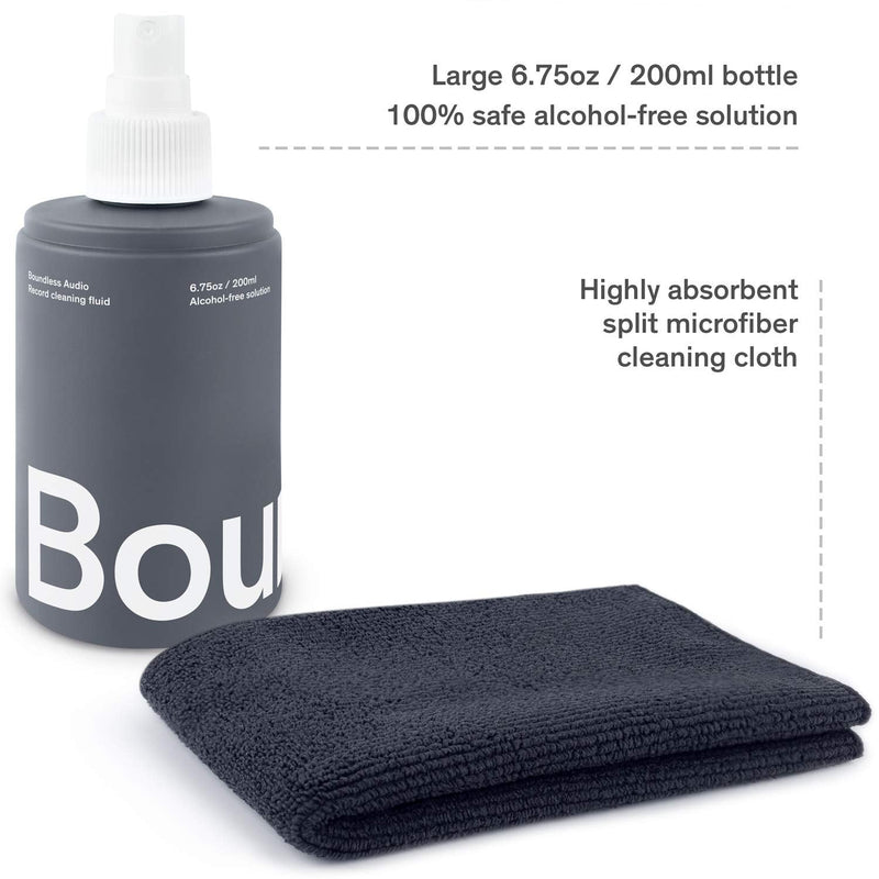 [Australia - AusPower] - Record Cleaning Solution - 6.75oz Vinyl Record Cleaner Fluid, Vinyl Cleaner Cloth & Record Label Protector - Record Cleaning Kit 6.75 oz 