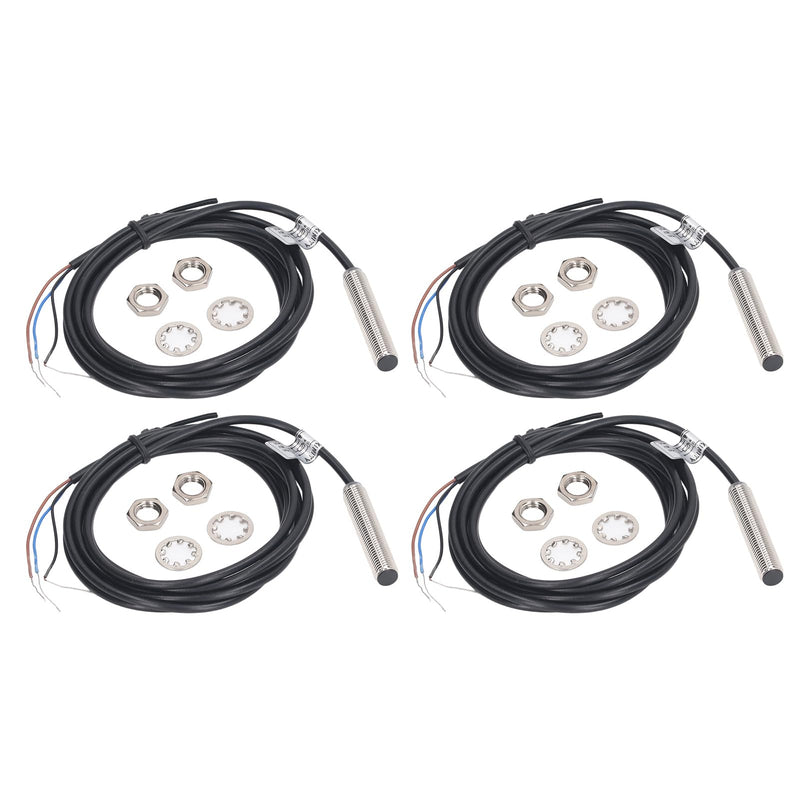 [Australia - AusPower] - 4 Set Proximity Switch 8mm Dia Inductive PNP DC 3 Wire Sensor, Metal Detection, LED Indicator, IP67 Waterproof, Oil Proof 4 Set Proximity Sensor Switch 