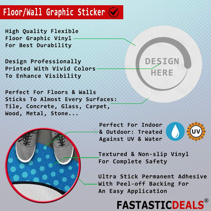 Fire Exit Floor Decals Red Anti-Slip Round Shape A Lifestyle Industrial Emergency Signs Stickers 17Inches Longer Side