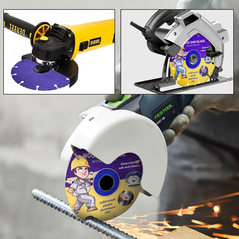 [Australia - AusPower] - Xiciki Saw Blades for Angle Grinder Wood, Cutting Discs 115 mm with 22.23 mm Bore, Flex Discs Cuts Nailed Boards, Carbide Flex Discs for Wood, Plywood, Plastic, Pack of 2 