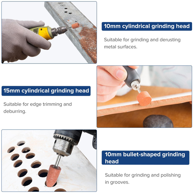 66 piece corundum grinding attachment set, stone grinding polishing head | Metal grinding tip, for rotary tool, rotary tool accessories, 1/8 inch shaft for grinding, polishing, deburring