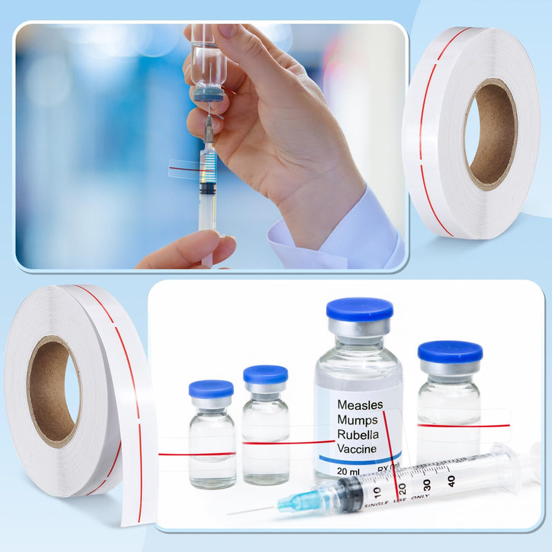 [Australia - AusPower] - Glenmal 3 Roll Syringe Line Stickers 1.5" x 0.5" Dosage Marking Clear Label Bright Red Indicator Line Pharmacy Labels for Veterinary Medical Pharmacy Medication Healthcare Medicine, 500 Pcs Per Roll 
