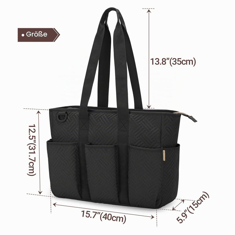 Fasrom Nurse Medical Bag Black | With padded 15.6 inch laptop compartment, 8 outer pockets, 3 pen loops and reinforced straps for first aid and students