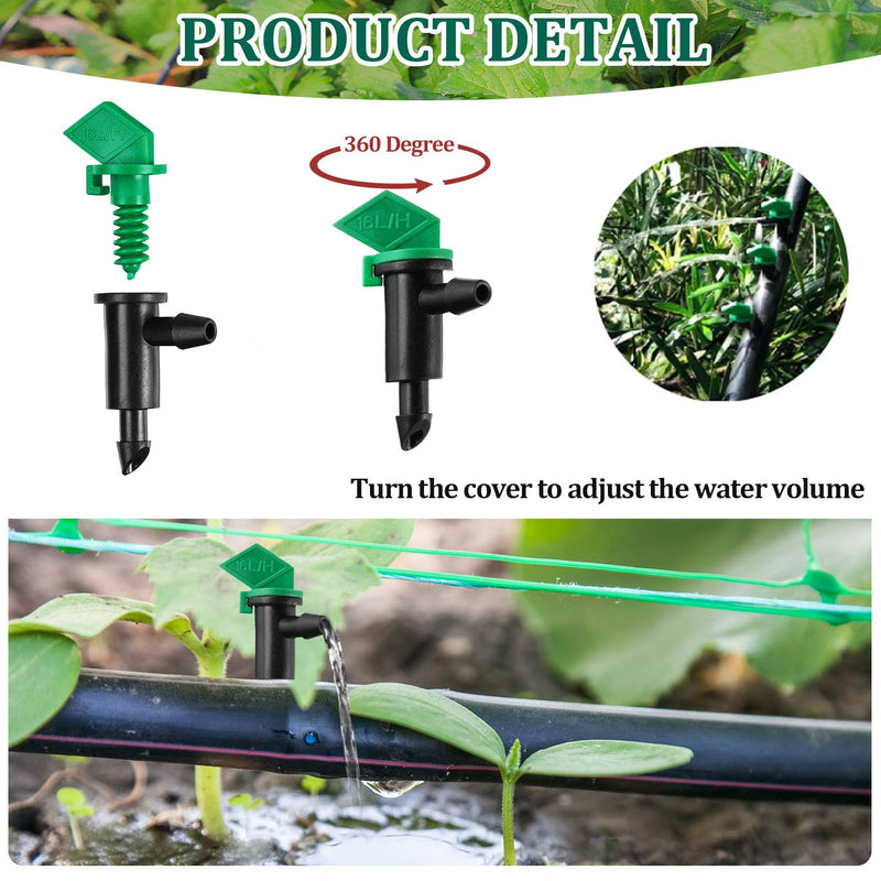 Mudder 60 Pieces 4GPH Irrigation Drip Emitter Garden Flag Irrigation Dripper, Trees and Shrubs Green Black