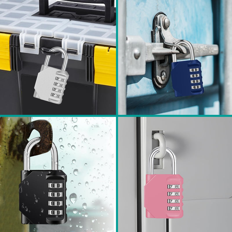 [Australia - AusPower] - ZHEGE Combination Lock, 4 Digit Combination Padlock Outdoor, School Lock, Gym Lock (Pink) 1P 1P, Pink 