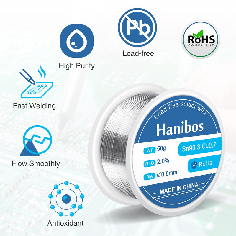 Solder 0.8 mm 30 g, Solder Wire with Flux Sn99.3 Cu0.7 | Solder with Rosin Core Electronic Solder Wire for Electric Soldering Repair 30g-0.8mm