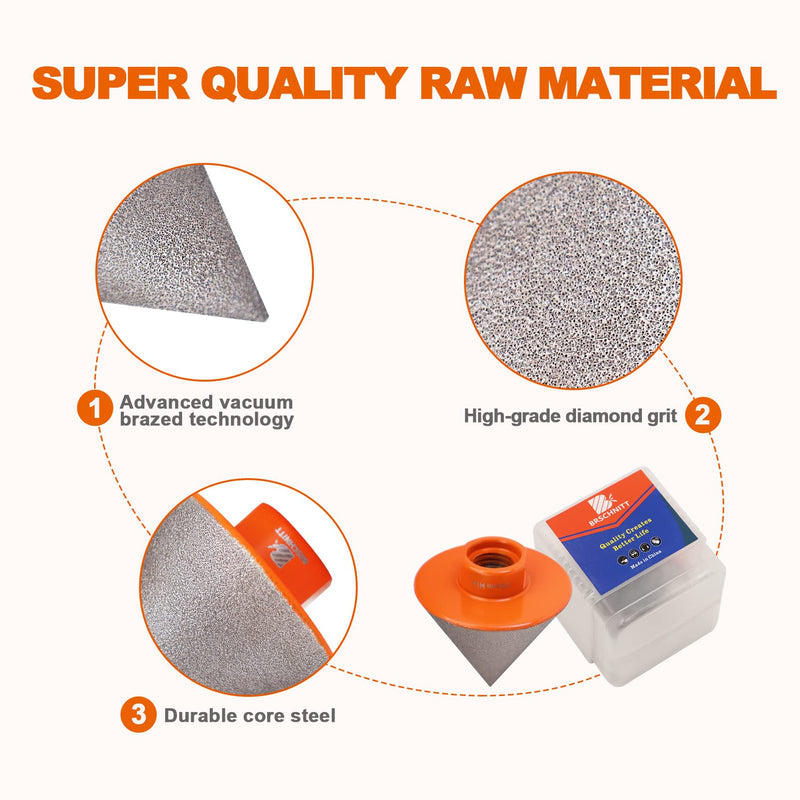 [Australia - AusPower] - Diamond Chamfer Drill 50 mm - BRSCHNITT Diamond Chamfer Bits Finger Mill for Enlarging Holes in Tiles Porcelain Marble Ceramic Granite M14 Thread for Angle Grinder 1 2-50mm 