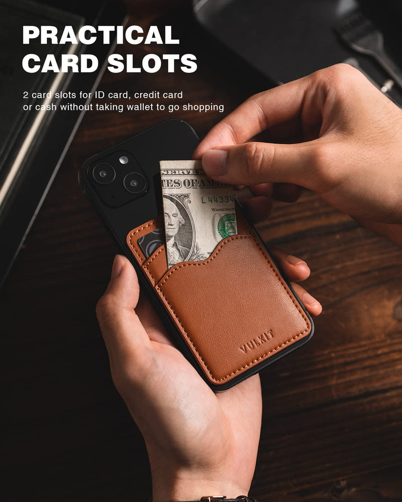 [Australia - AusPower] - VULKIT Phone Card Holder Slim Leather Adhesive Pocket RFID Blocking Credit Card Sleeves Sticker for Back of Smartphone(Brown) Brown 