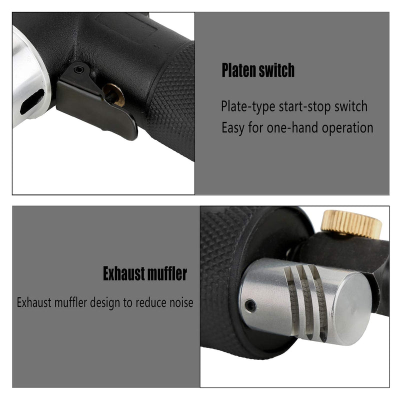 Valianto 2" 3" Mini Air Sander, Pneumatic Sander Random Orbital Eccentric Dual Action Polisher with M6 Thread Plate (2" and 3"),- Adjustable Airflow Valve - US Connector Black