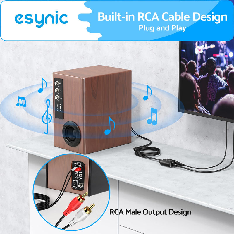 [Australia - AusPower] - eSynic 192KHZ Optical to RCA Converter with Volume Control 7ft/2.1m Digital to Analog Audio Converter Aluminium Alloy Shell Optical to Analog Adapter PCM Audio DAC Converter for HDTV Blue-ray PS4 etc 