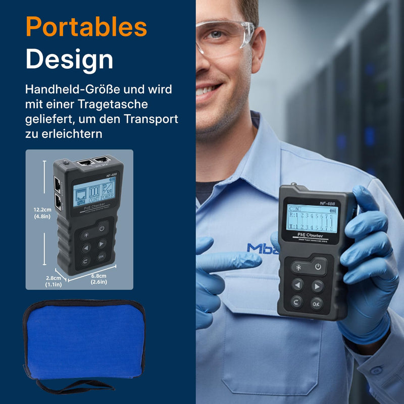 Mcbazel Network RJ45 Tester with LCD Display, Network Cable Tester with POE Function