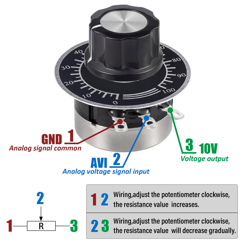 [Australia - AusPower] - ALLECIN RV24YN20S 10K Ohm Potentiometer Single Turn B103 Taper Rotary Potentiometer 3 Clamps Single Turn Carbon Film Potentiometer Variable Resistors with A03 Knobs and Dial Pack of 2 B103-10K Ohm 