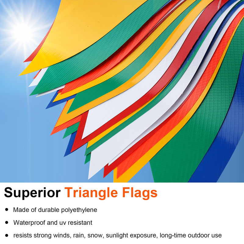 [Australia - AusPower] - Safety Banner Flags, Perimeter Warning Flag Line, For Flagging Construction/Traffic Barrier/Parking Lot/Rooftop/Party & Special Events Multicolor 7" X 10" Pennants On 50' String 50 FT 