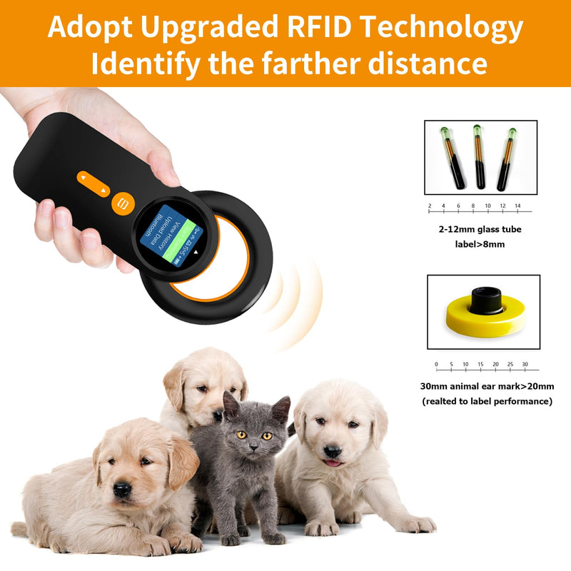 [Australia - AusPower] - Symcode Animal Microchip Scanner with 1.44IN TFT Display, Bluetooth Wireless Pet Chip Scanner RFID Reader ISO11784/85/FDX-B/EMID 240 Records Data Storage Upload to PC New for 2024 
