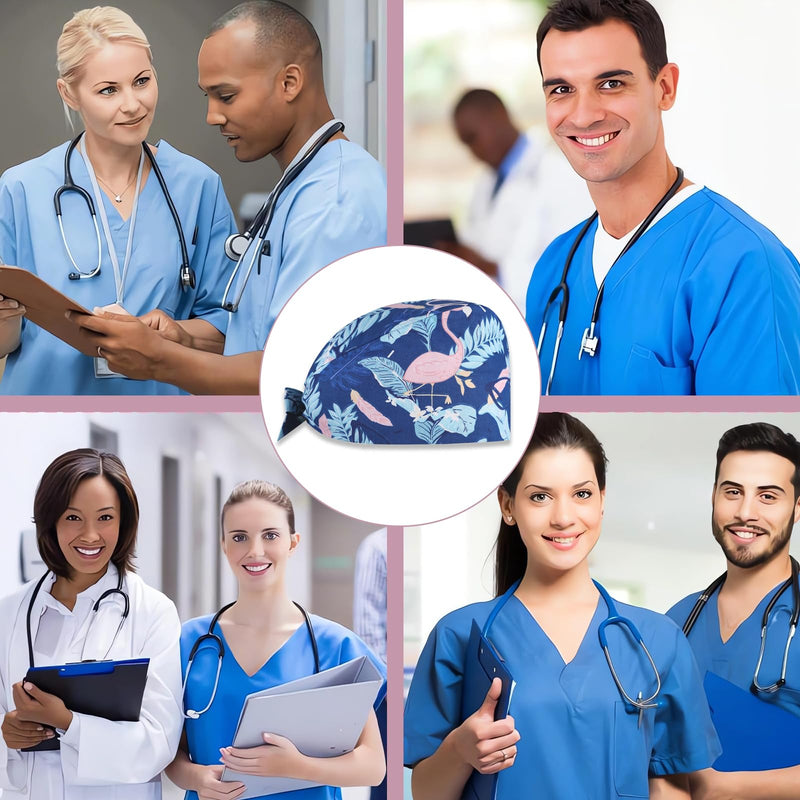 Surgical Cap Women's Fabric Nurse Hood Adjustable Surgical Hat Buttons Adjustable Work Cap with Sweatband Hoods Bag Caps Cotton Dust Cap Printed Turban Hat