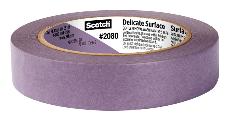 Scotch Delicate Surfaces Painters Tape, 0.94 in x 60 yd, Damage-Free Painting Prep, Protect Delicate Surfaces, UV & Sunlight Resistant, Solvent-Free Adhesive, Indoor Masking Tape, 1 Roll (2080EL-24E)