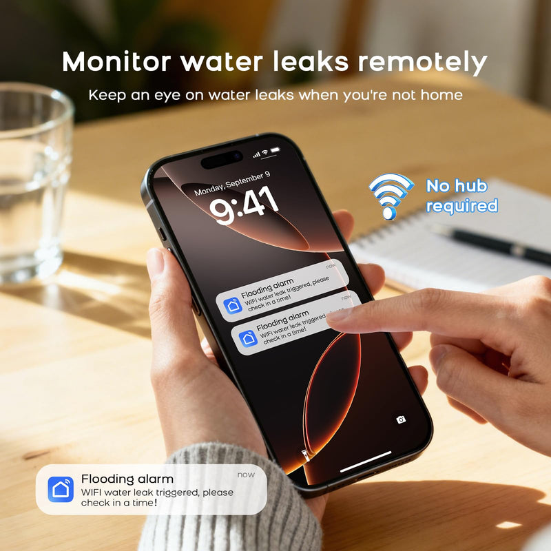 [Australia - AusPower] - PGST WiFi Water Leak Detectors,Wireless Water Leak & Drip with 100dB Adjustable Alarm,for Smart Life Tuya APP Control & Instant Alerts,for Basement, Bathroom,Laundry,Kitchen,Sink,2.4G WiFi Only 