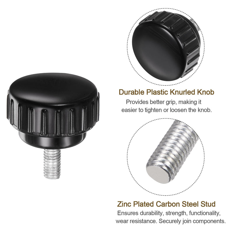 [Australia - AusPower] - uxcell 20pcs M5 x 12mm Male Thread Knurled Knobs, Thumb Screws Clamping Knobs Grip 25mm Plastic Round Head Hand Knobs Thumbscrews, Black M5 x 12mm x 25mm 