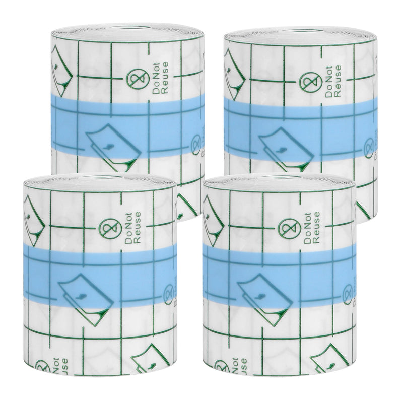 4 PCS Transparent Stretch Adhesive Bandage, 2 Inch x 5.5 Yard - Waterproof Clear Film Dressing Bandages, Adhesive Bandages Shower Shield Dressing Tape for Tattoos Swimming Showering (4 PCS) 2 Inch x 5.5 Yard