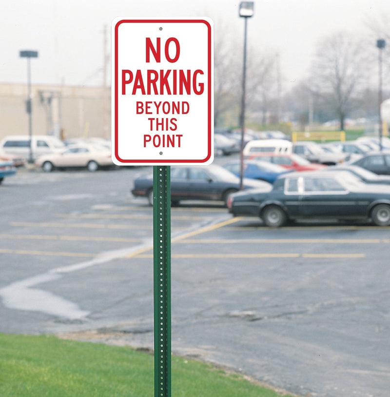 Brady 124318 Traffic Control Sign, Legend "No Parking Beyond This Point", 18" Height, 12" Width, Red on White 1 Count (Pack of 1)