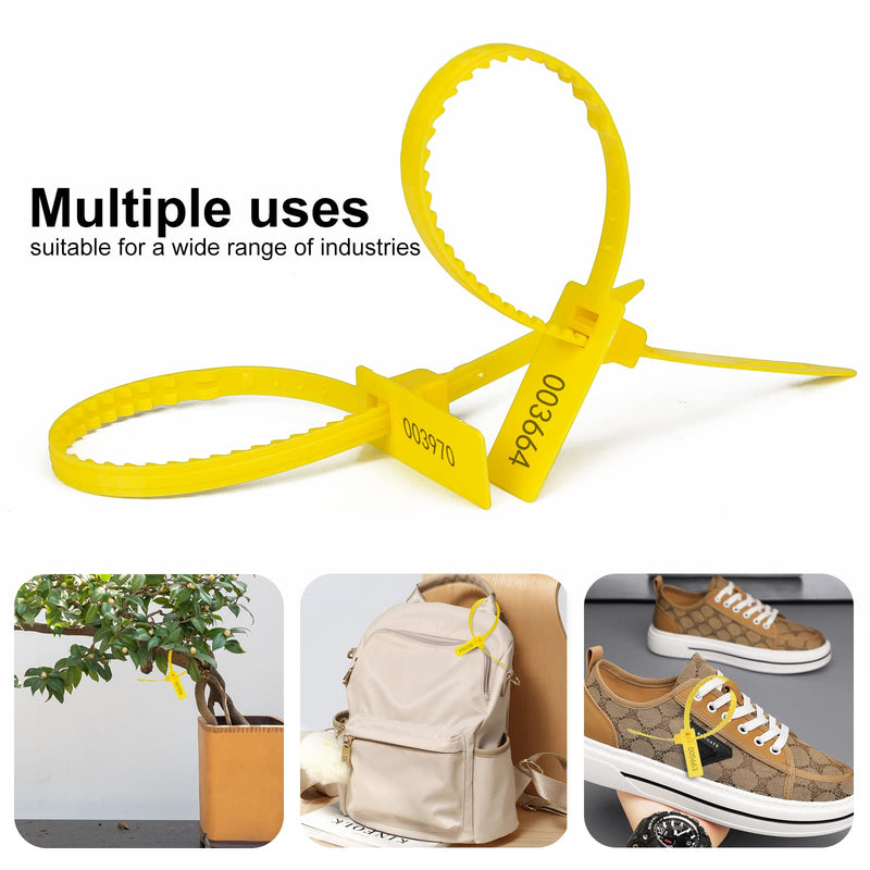 [Australia - AusPower] - Heavy Duty Plastic Security Seals Self Locking Tamper Evident Shipping Seals Numbered Security Tags Pull Tight Securing Straps Truck Trailer Seals Length 337 mm 13.2" (Yellow 100 PCS) Yellow 