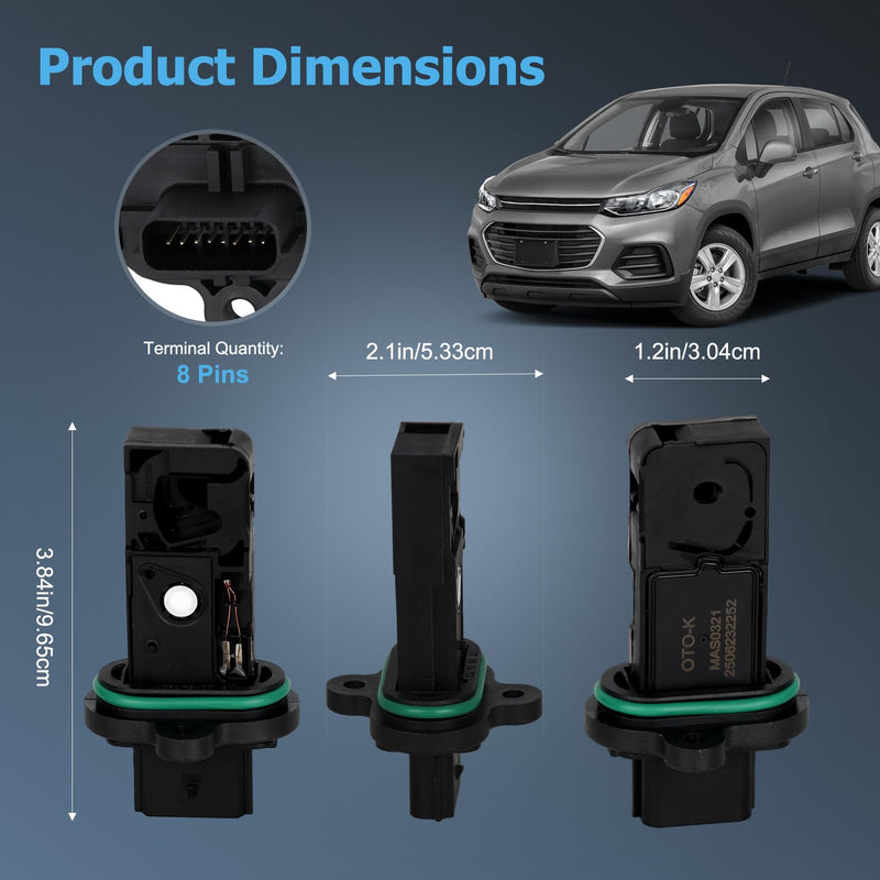 OTO-K Mass Air Flow Sensor MAF Compatible with Chevy Cruze Sonic Trax 1.4L L4,Cruze Limited Sonic 1.8L L4,Cruze 2.0L L4,Buick Encore 1.4L L4,Verano 2.0L 2.4L 4L,Replaces # MAS0321 0280218419 12671624