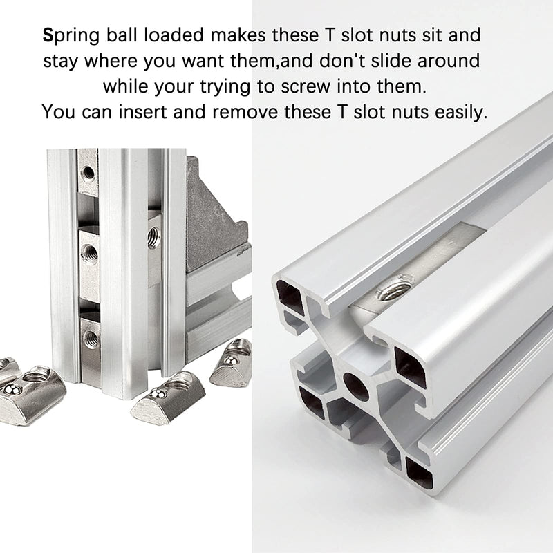 [Australia - AusPower] - 50 Pcs 2020 Series M5 Half Round Roll in Spring T Nuts, Roll in Spring Loaded T Nut for European Standard 20 Series 6mm T-Slot Aluminum Extrusion Profile 20S-M5 50Pcs 