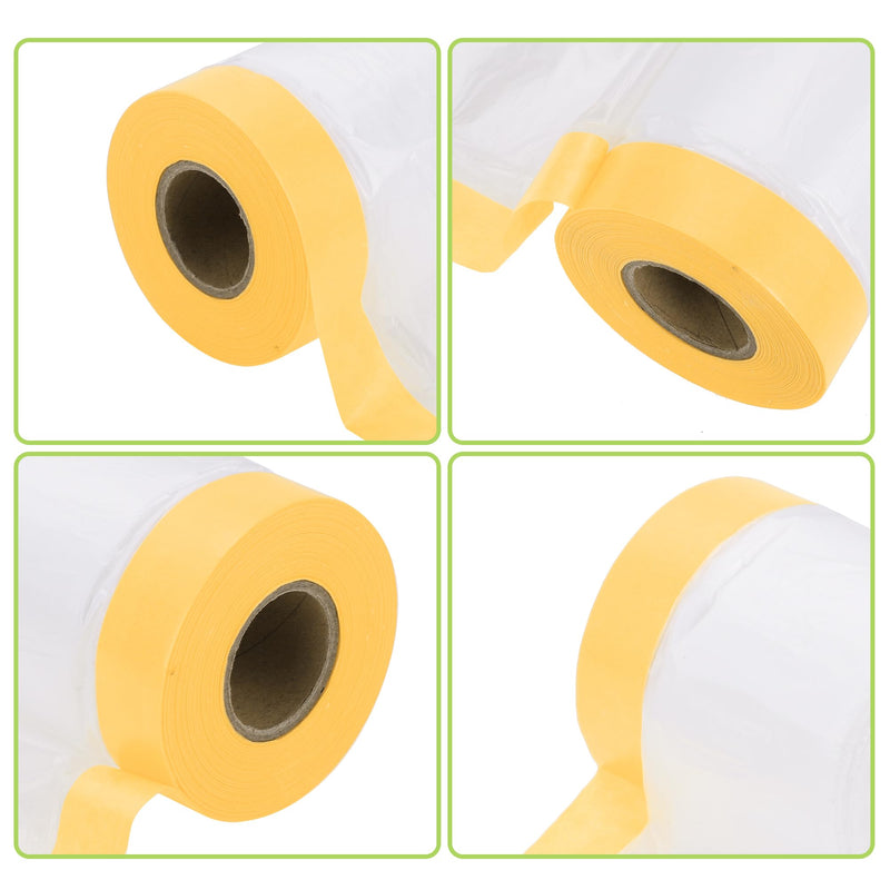 Pre-Taped Masking Film Plastic Cover PE Film Masking Paper 1 Pc 2200x30cm / 72.18ftx11.81" White Yellow