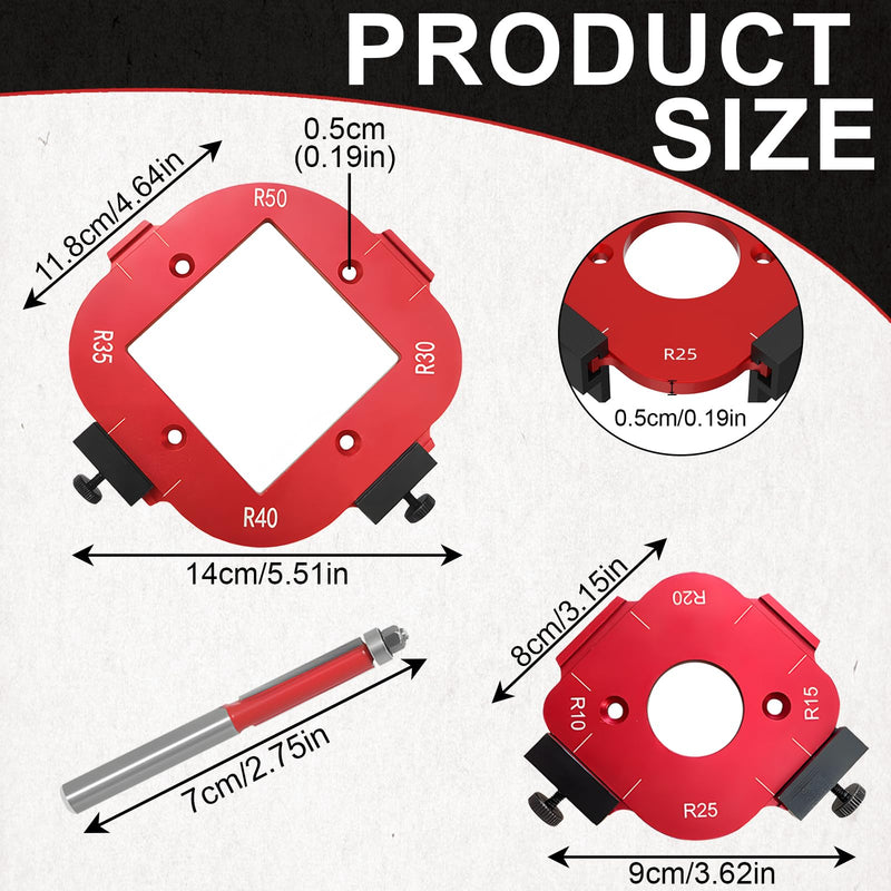 [Australia - AusPower] - Pack of 2 Red Router Jig Radius Stencil, Milling Template, Router, with Bearing Trimmer Blade, Suitable for R10 R15 R20 R25 R30 R35 R40 and R50 Radius Routing Templates - Precise Woodworking for 