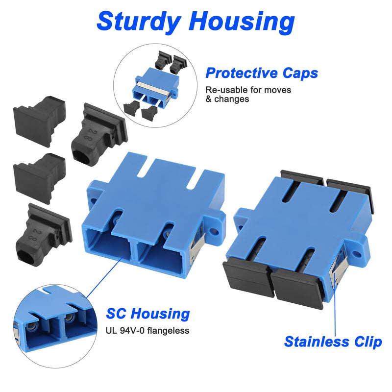 [Australia - AusPower] - XMSJSIY SC-SC Fibre Optic Coupler Adapter SC/UPC Female to Female Duplex Network Internet Converter Connector – 10 Pieces (Duplex) 