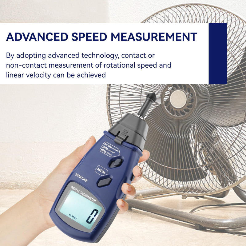 [Australia - AusPower] - Digital Tachometer, SM6236E Rotation Meter 5 Digits 18 Mm LCD Handheld Tachometer Professional Motor Rotation Speed Tester Meter 